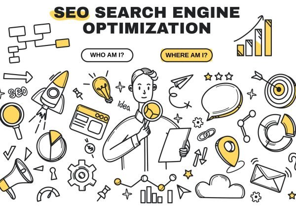 vector doodle icons of seo technology and statistic analysis vector doodle icons of seo technology and statistic analysis